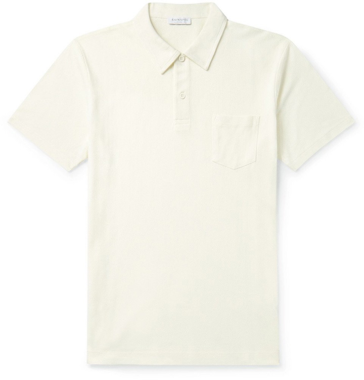 Photo: Sunspel - Riviera Slim-Fit Cotton-Mesh Polo Shirt - Off-white