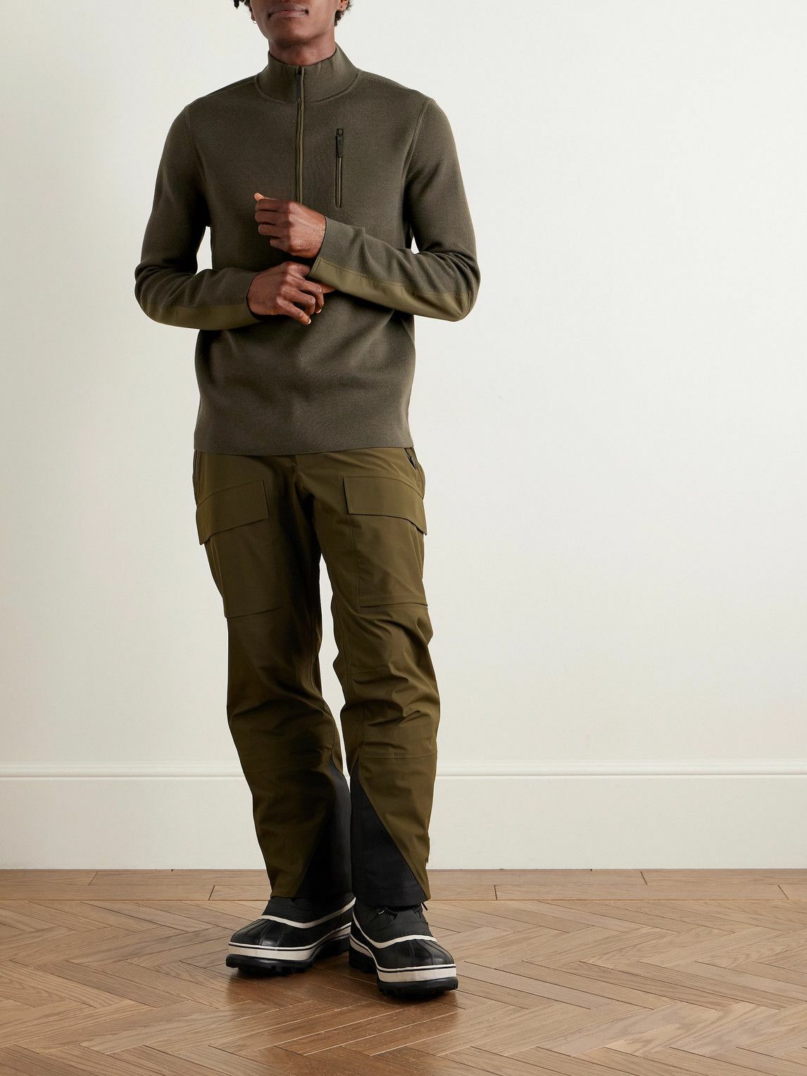 Aztech Mountain - Matterhorn Shell-Trimmed Wool Half-Zip Sweater - Green