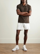 Nike Tennis - NikeCourt Heritage Logo-Appliquéd Cotton-Blend Mesh Polo Shirt - Brown