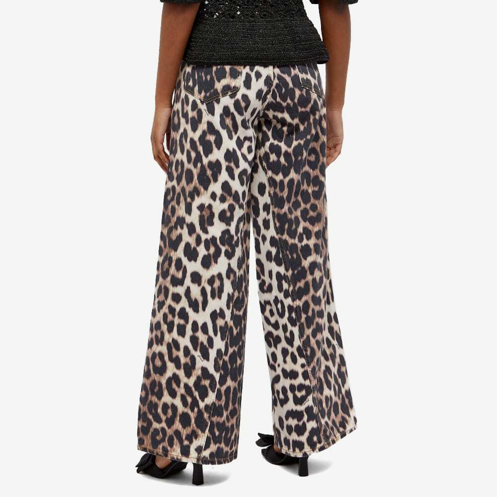 GANNI Women's Printed Denim Leopard Jean in Big Leopard Almond Milk GANNI