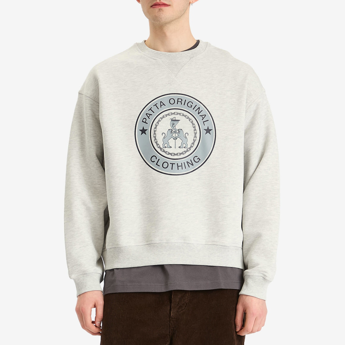 Patta Men's Marina Crew Neck Sweatshirt in Light Grey Melange