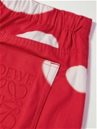 Loewe - Wide-Leg Printed Cotton-Twill Shorts - Red
