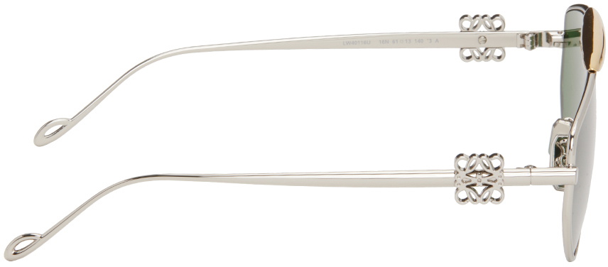LOEWE Silver & Green Aviator Sunglasses Loewe