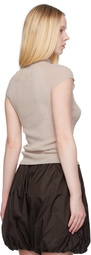 AMOMENTO Gray Wholegarment Cap Sleeve Knit Top