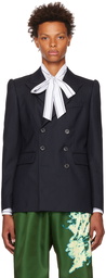 Dries Van Noten Navy Double-Breasted Blazer