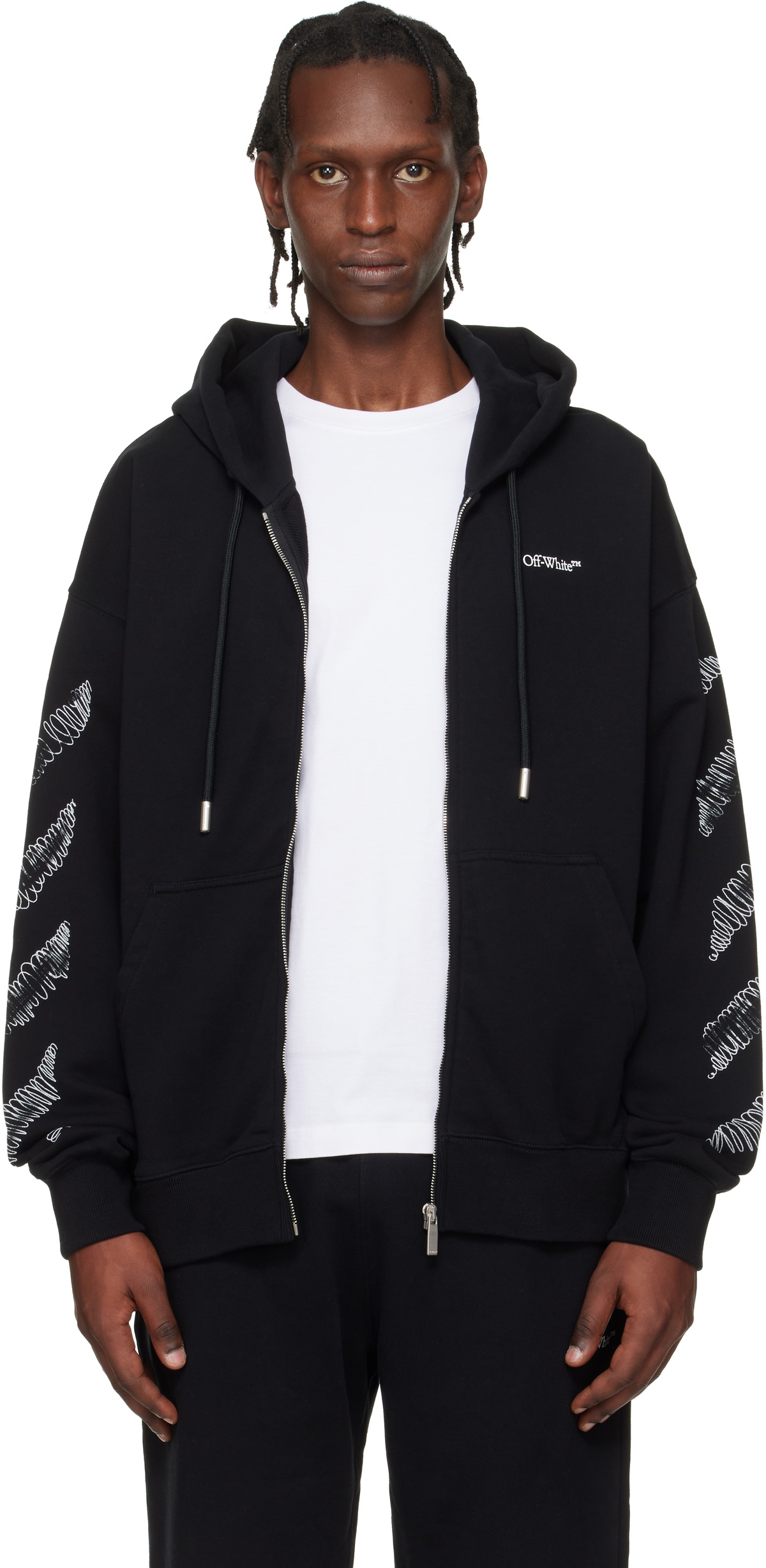 Off-White Black Marker Zippered Hoodie Off-White