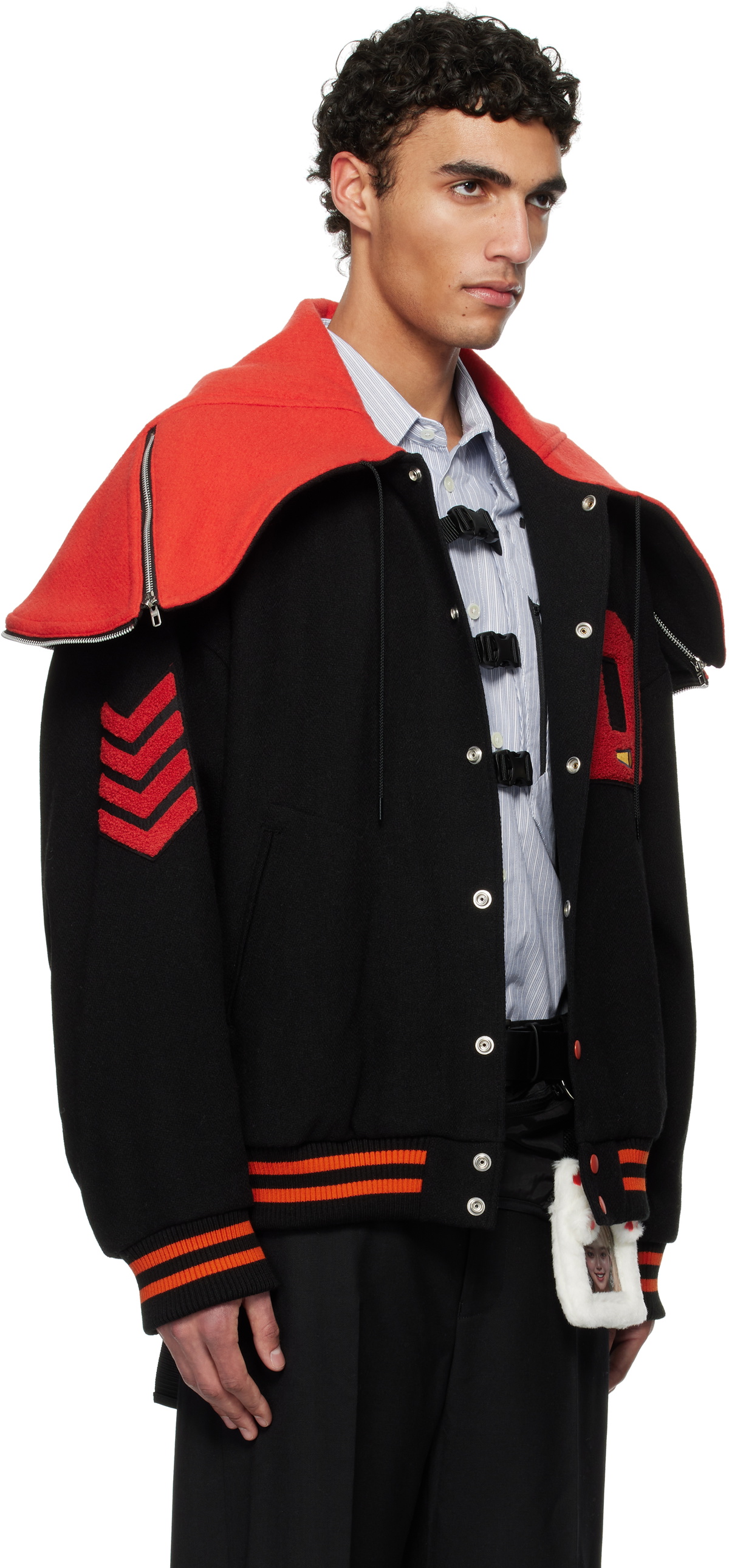 ジャケット・アウター PETAL MOUTH HOOD VARSITY JACKET Off-White Petal Mouth Hood Varsity Bomber Jacket by doublet