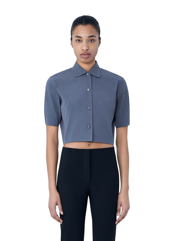 Photo: Jil Sander Short-Sleeve Button-Down Crop Shirt