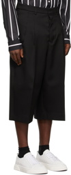 AMI Paris Black Pleated Wide Shorts