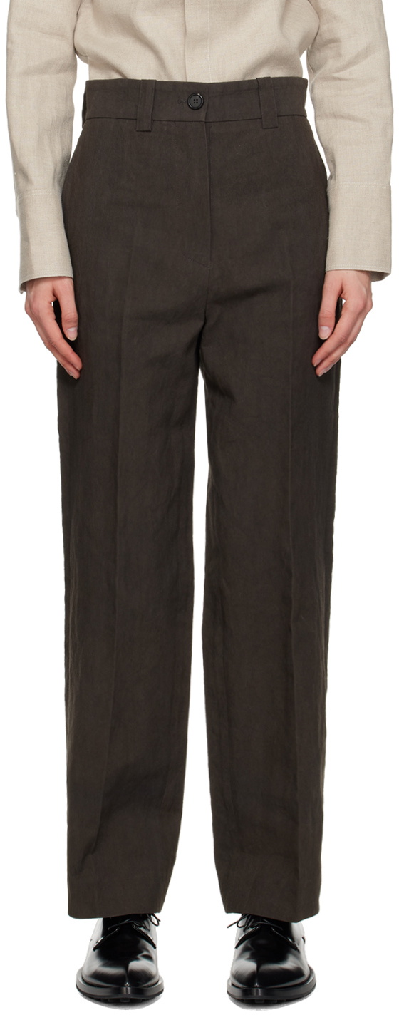 UMBER POSTPAST Brown Garment-Dyed Trousers