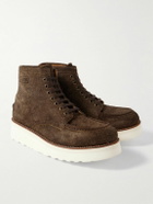 Grenson - Asa Textured-Suede Boots - Brown