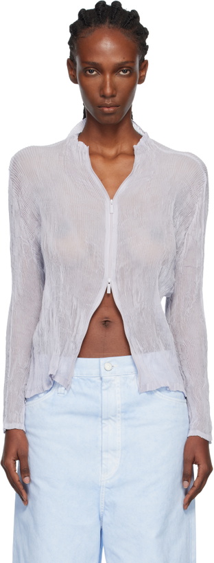 Photo: ISSEY MIYAKE Purple Chiffon Twist Cardigan