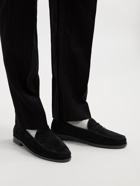 SAINT LAURENT - Suede Penny Loafers - Black - EU 39