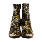 Versace Jeans Couture Black and Gold Baroque Sock Boots