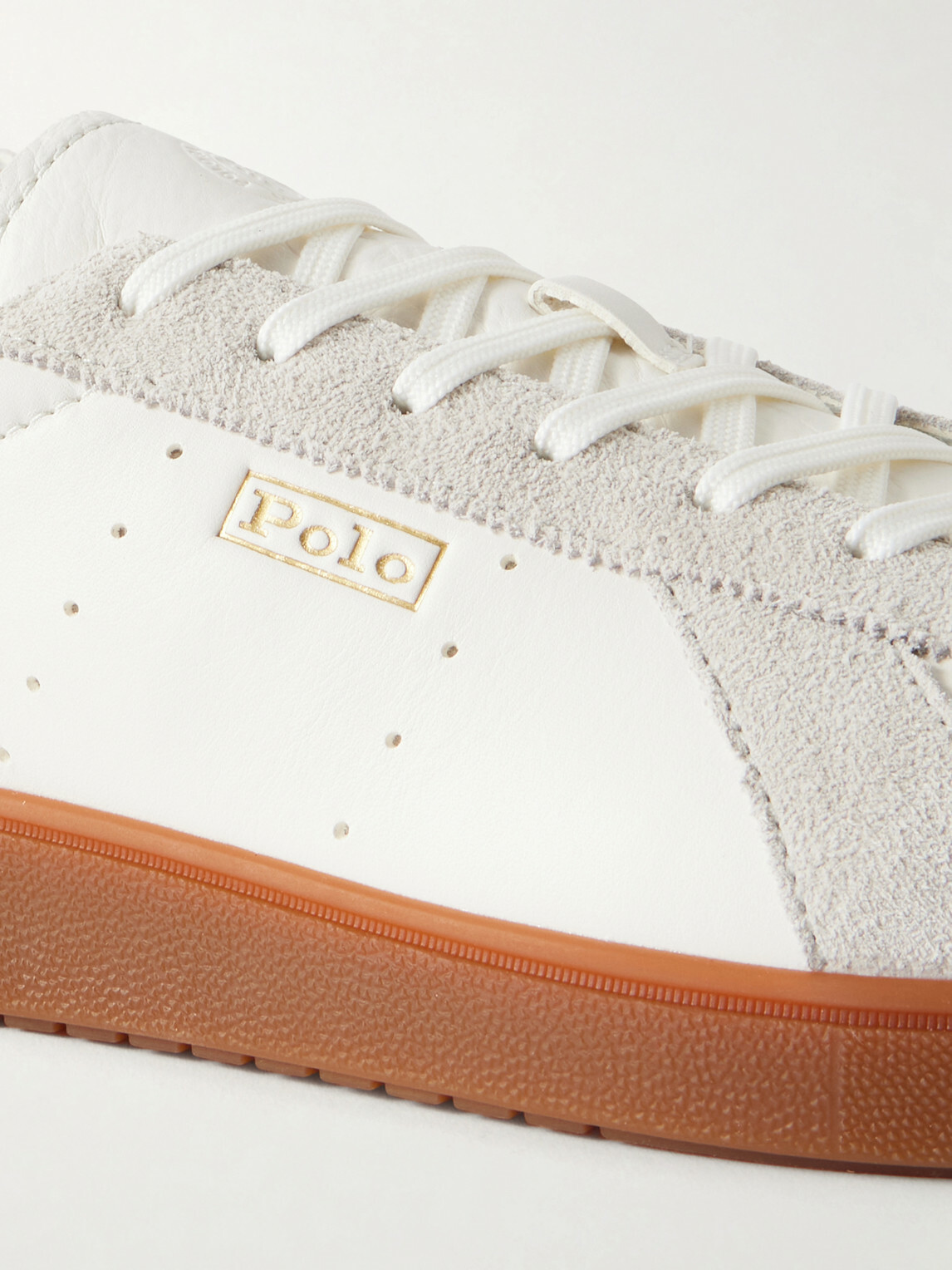 Polo Ralph Lauren - Bedford Suede-Trimmed Leather Sneakers - White