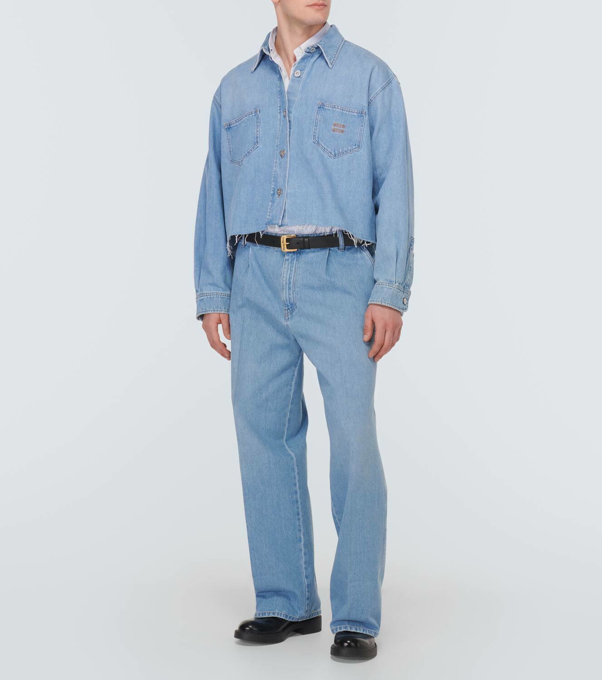 シャツ IONSEOUL Crop Denim Shirt BBU579 Z1975 CROPPED DENIM SHIRT - Mid-blue | ZARA United States