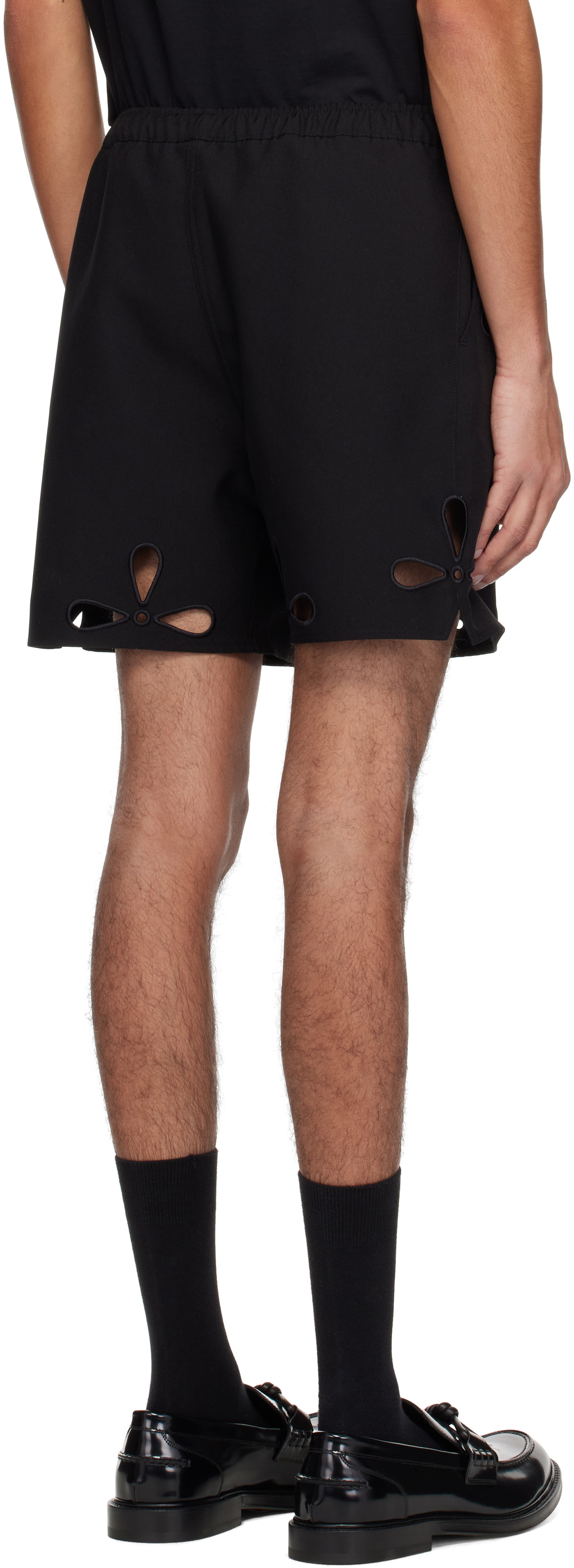 Coperni Black Petal Embroidered Cut-Out Shorts