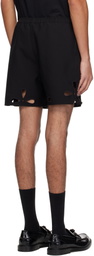 Coperni Black Petal Embroidered Cut-Out Shorts