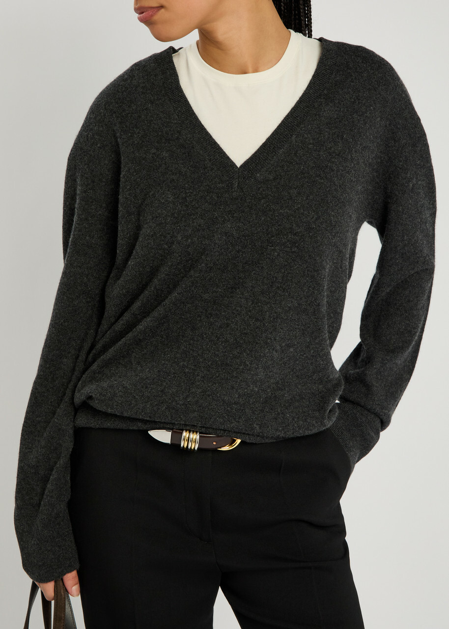 Toteme V-neck Cashmere Jumper Charcoal