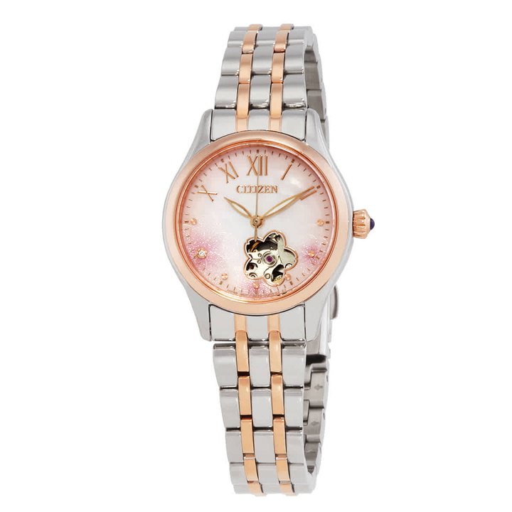 Photo: Citizen Luna Automatic Crystal Pink Dial Two-Tone Ladies Watch PR1044-87Y