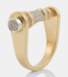 Rainbow K Horn 14kt gold ring with diamonds
