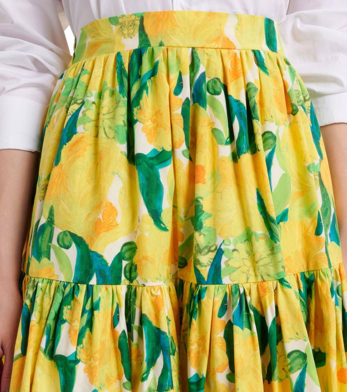 La DoubleJ Oscar printed cotton poplin midi skirt