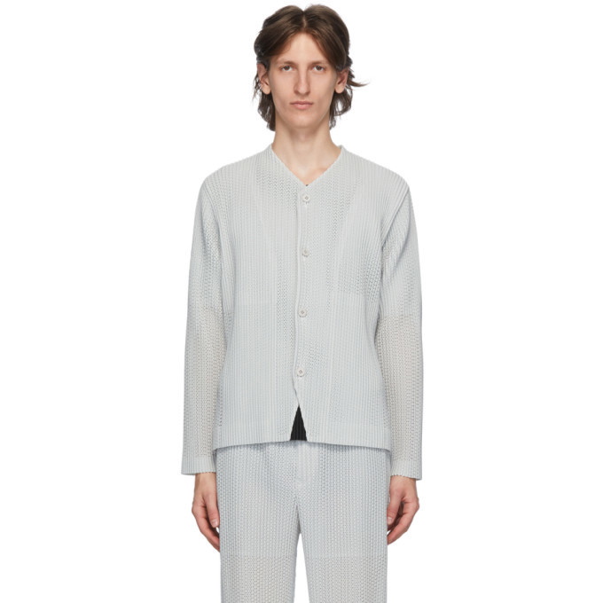 Homme Plisse Issey Miyake Grey Outer Mesh Cardigan Homme Plisse