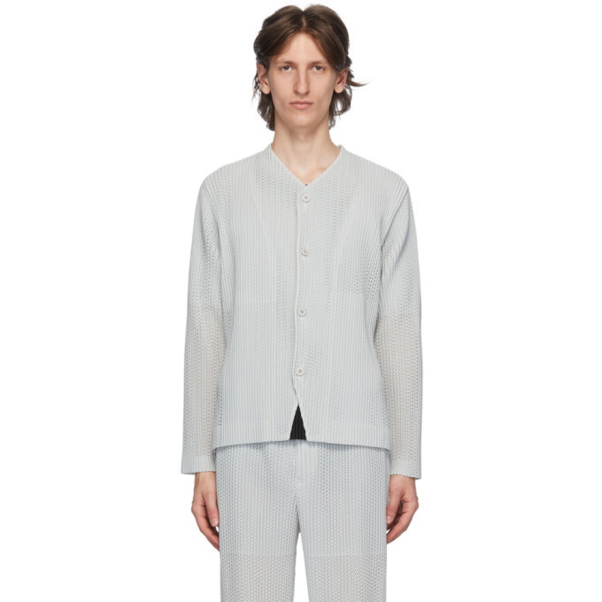 Photo: Homme Plisse Issey Miyake Grey Outer Mesh Cardigan