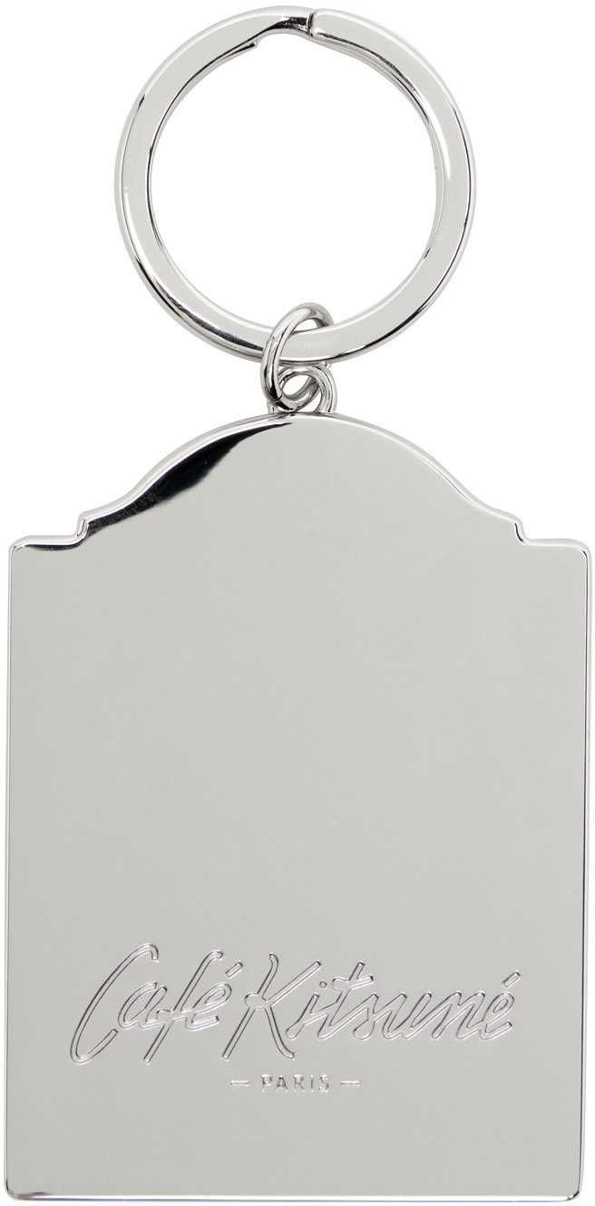 Maison Kitsuné Silver & Off-White 'Café Kitsuné' Fox Keychain