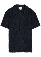 Raith Fausto Flocked-pattern Terry Shirt Navy