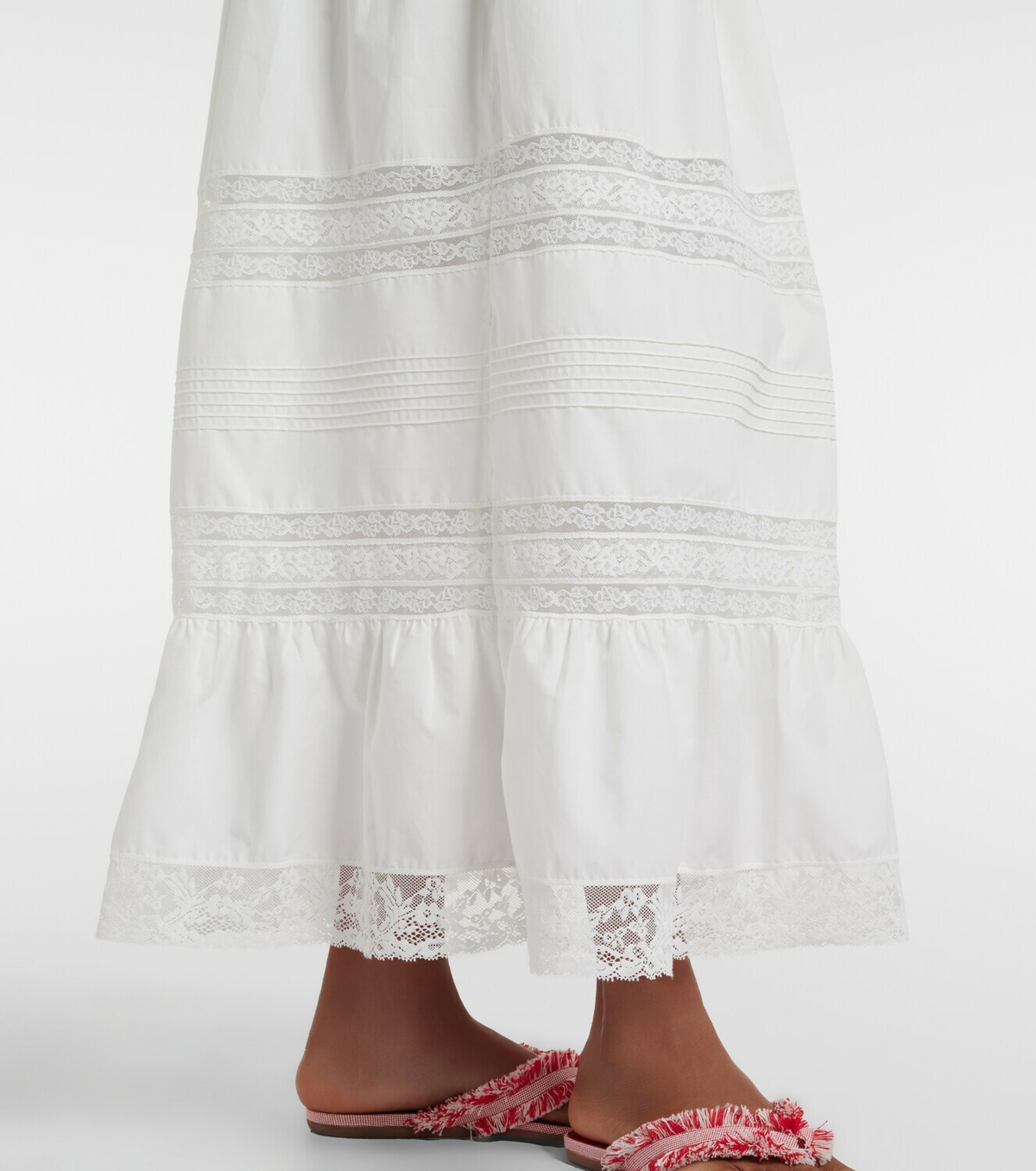 Faithfull Elbie lace-trimmed cotton maxi dress