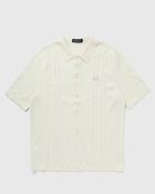 Fred Perry Button Through Knitted Shirt White - Mens - Shortsleeves