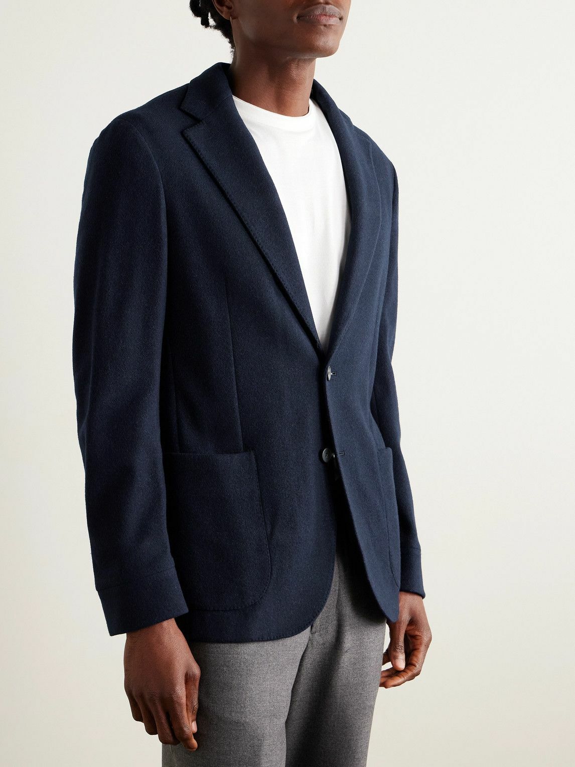 SEASE - Panelled Virgin Wool-Blend and Nylon-Blend Hooded Blazer - Blue
