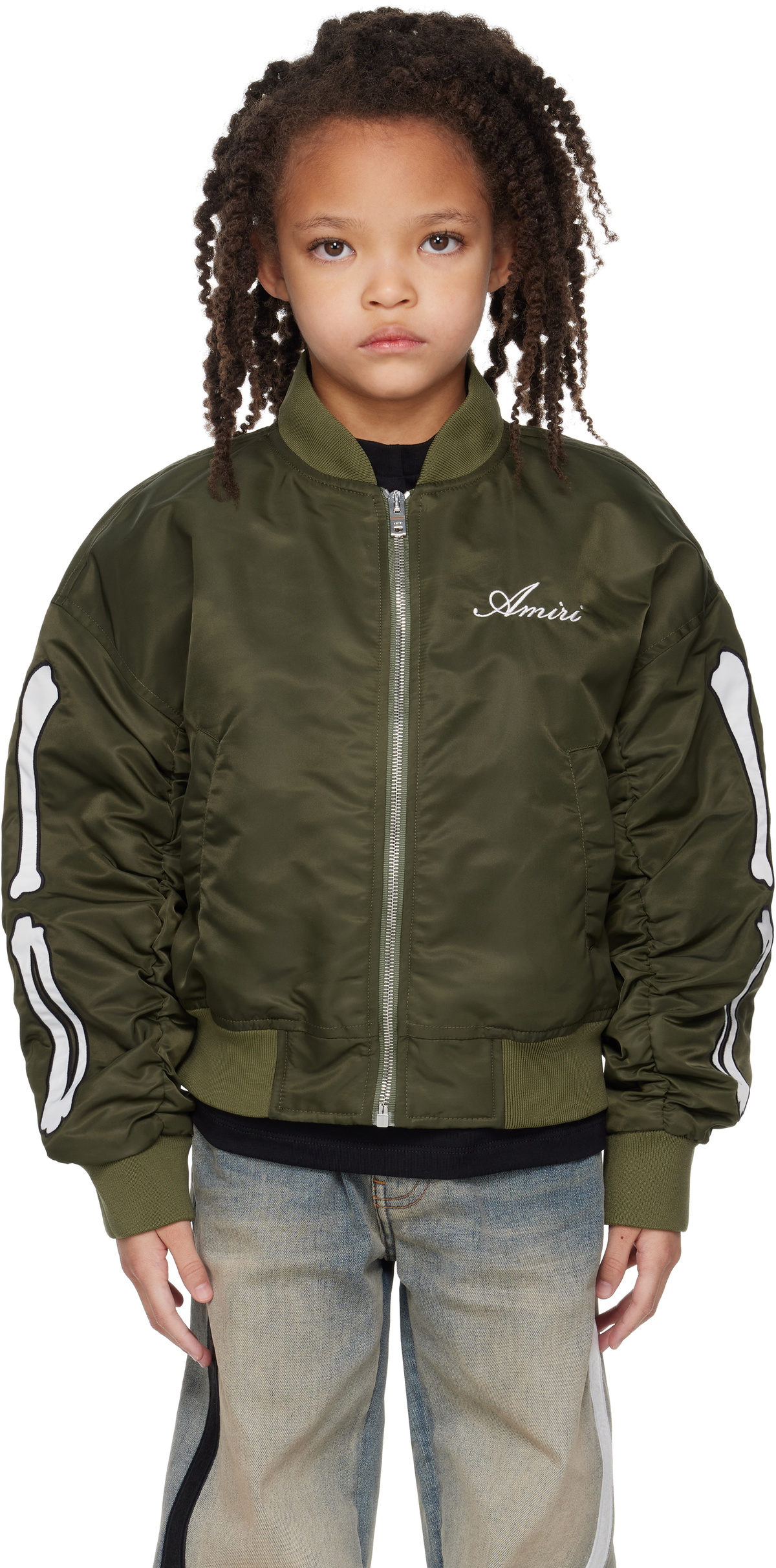 AMIRI Kids Khaki Bones Bomber Jacket