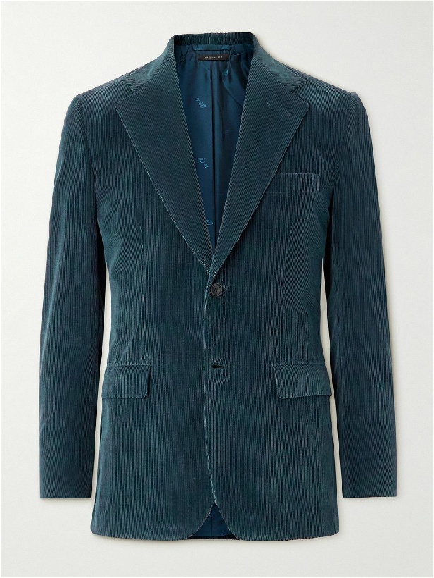 Photo: Brioni - Virgilio Unstructured Cotton and Cashmere-Blend Corduroy Blazer - Blue