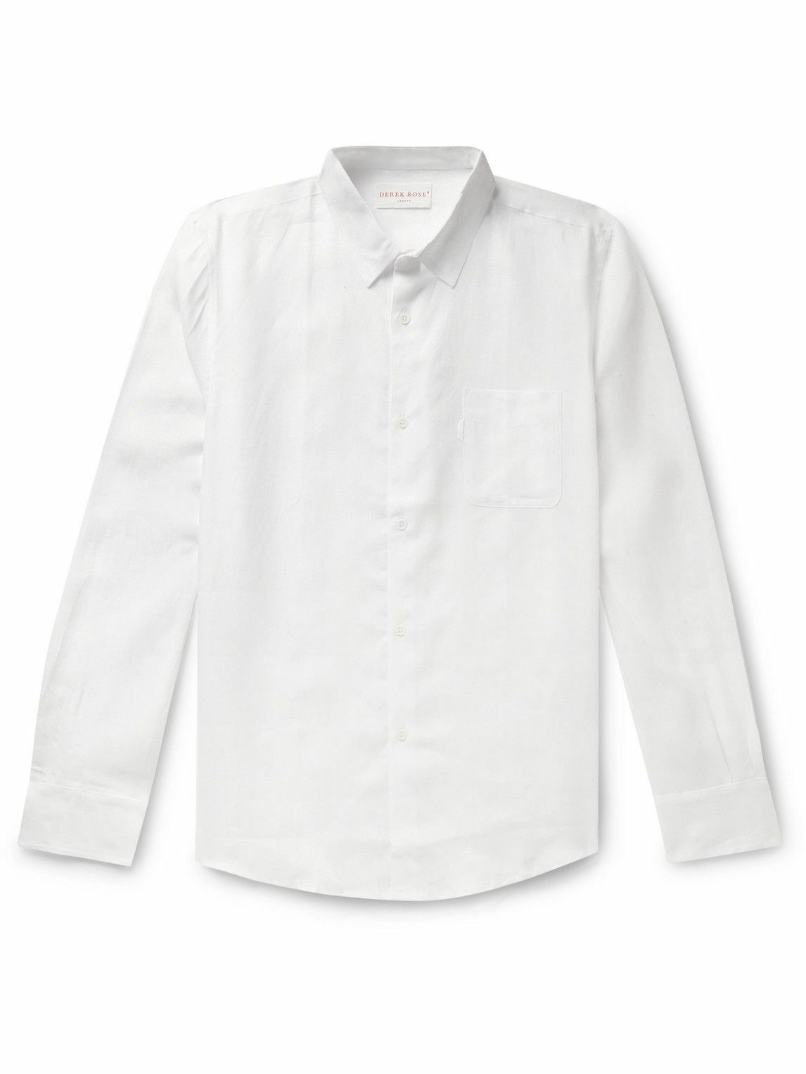 Derek Rose - Monaco 1 Linen Shirt - White Derek Rose