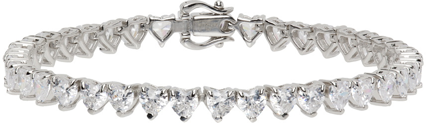 Hatton Labs White & Silver Heart Tennis Bracelet