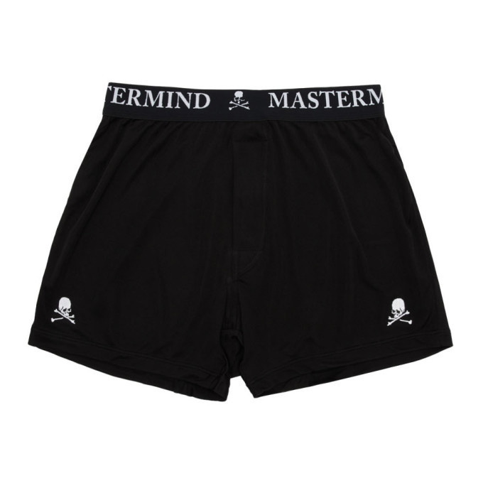 Photo: mastermind WORLD Two-Pack Black Silk Logo Boxer Briefs