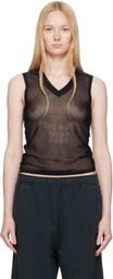 MM6 Maison Margiela Black Elastic Jersey Mesh Tank Top