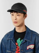 GUCCI - Webbing-Trimmed Monogrammed Canvas Baseball Cap - Black