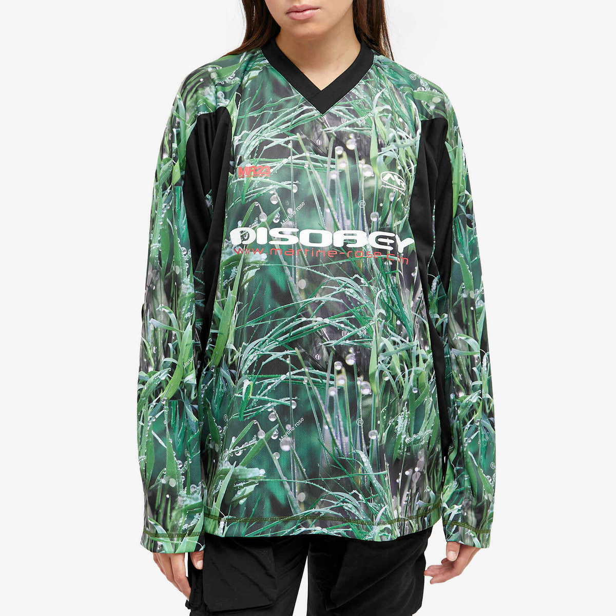 【MARTINE ROSE】PANELLED FOOTBALL TOP GRASS PRINT/BLACK Martine Rose PANELLED FOOTBALL TOP - GRASS PRINT/BLACK