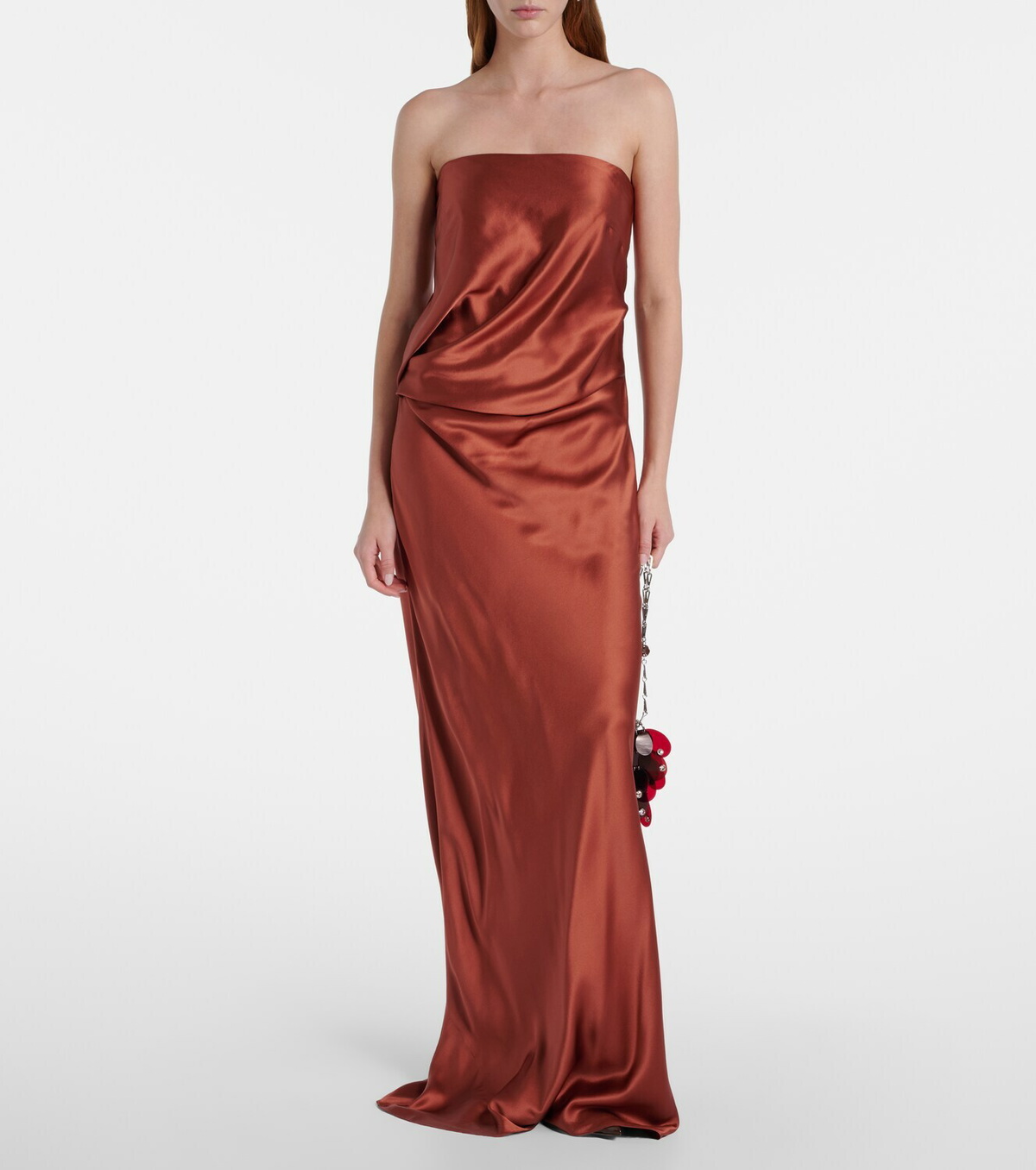 The Sei Draped silk charmeuse bustier gown