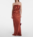 The Sei Draped silk charmeuse bustier gown