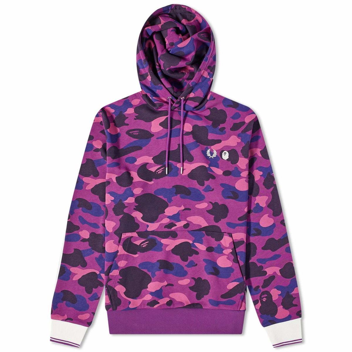 Bape Head Patch Pullover Hoodie Pink