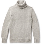 Incotex - Slim-Fit Herringbone Mélange Wool and Yak-Blend Rollneck Sweater - Gray