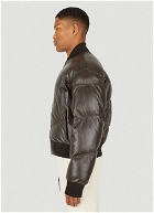 Leather Puffer Jacket in Brown