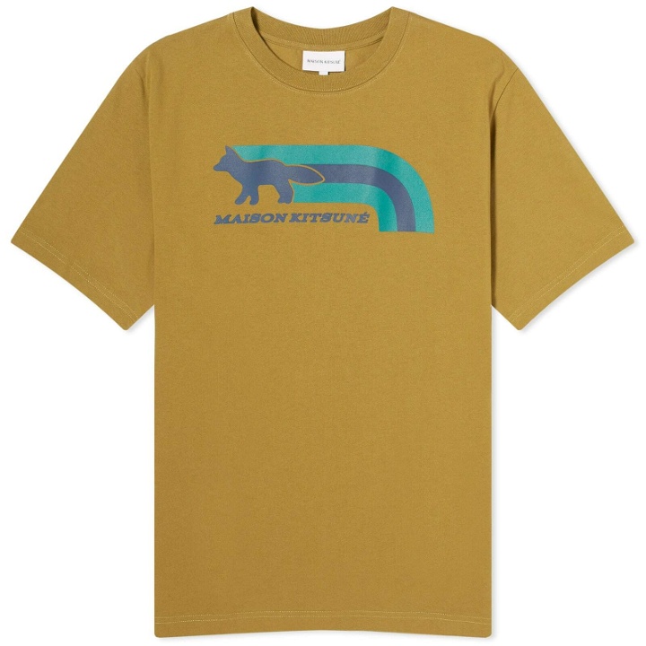 Photo: Maison Kitsuné Men's Flash Fox Comfort T-Shirt in Khaki Green