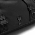 AMI Paris Men's Tonal Stud Heart Waist Pack in Black 