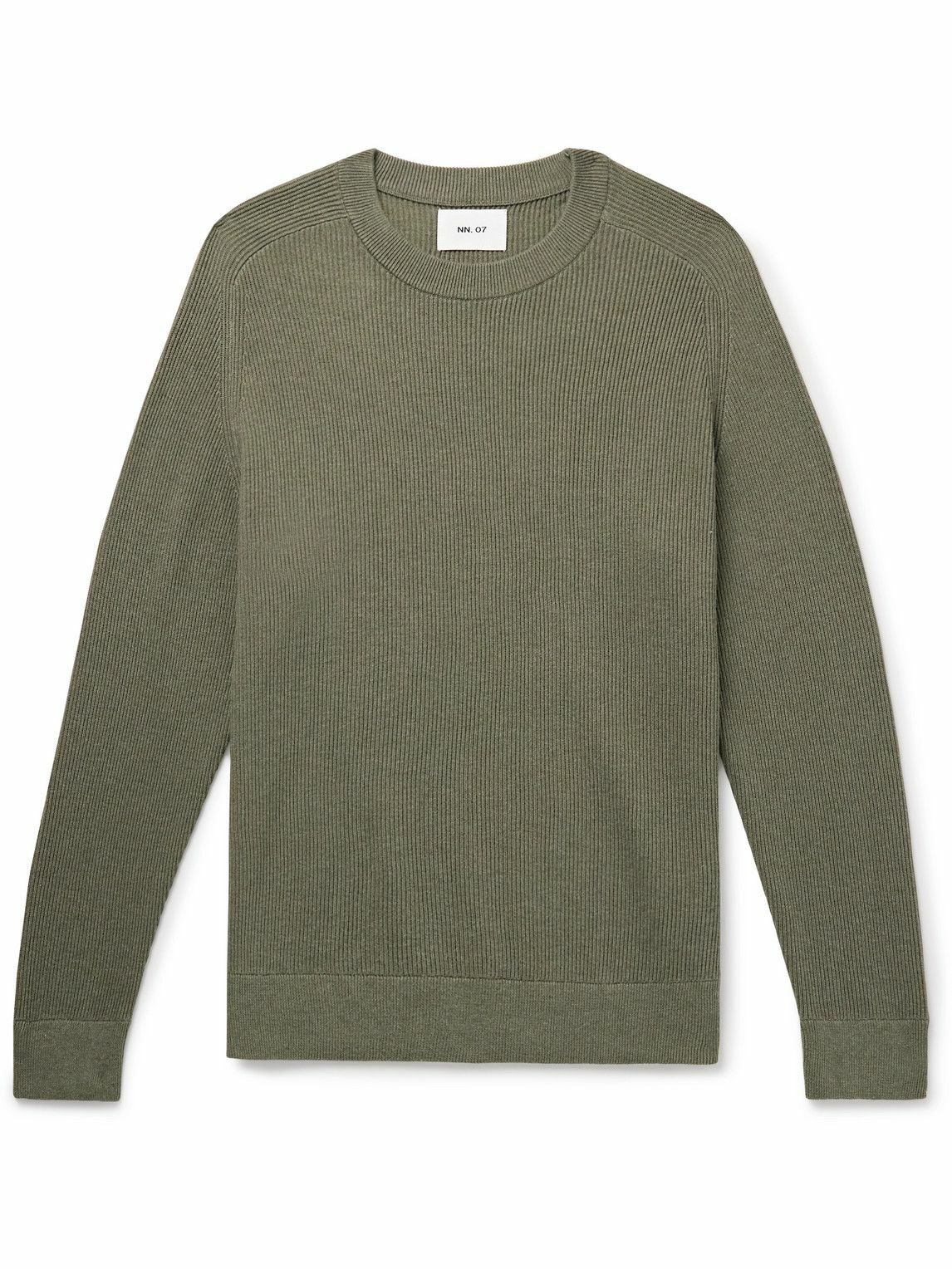 コットンニット NN07 - Kevin 6600 Ribbed Organic Cotton Sweater - Green NN07