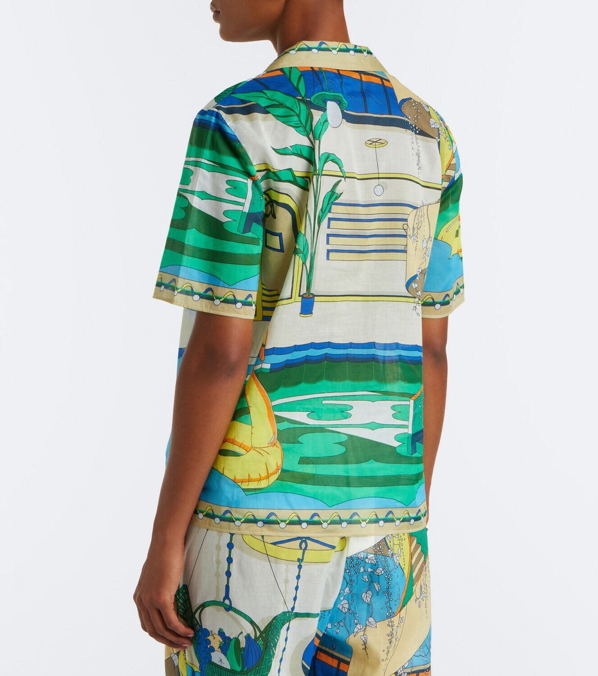 Tory Burch Printed cotton poplin bowling shirt